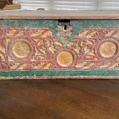 IFT404- Carved Ornate Painted Trunk