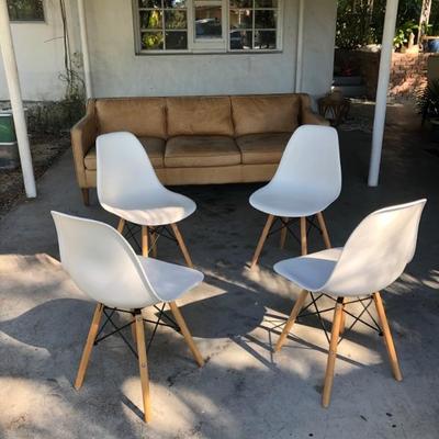 West Elm Leather Couch
Eames Like Chairs