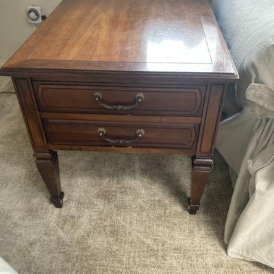 Solid Wood 2 Drawer Side Table
