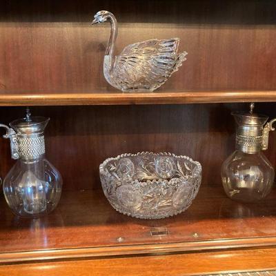 Corning Glass Silver Plate Carafes and More