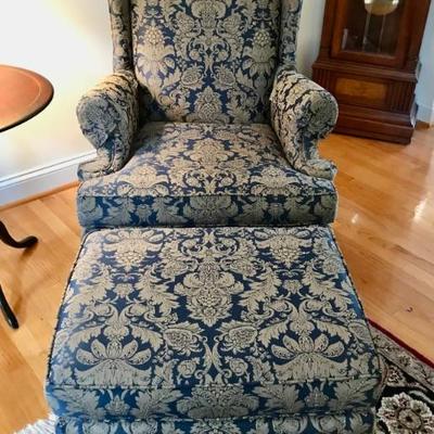 Clayton Marcus wing back chair and ottoman $249