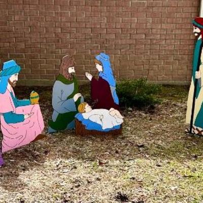 Outside wooden nativity set