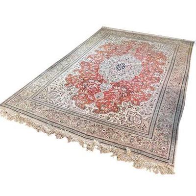 Lot 015  
Vintage Tabriz Wool Rug with Florals and Fauna