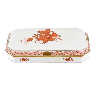 Lot 108  
Herend Hungary Chinese Bouquet (Rust) Oblong Covered Box