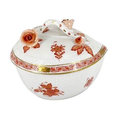 Lot 116   
Herend Hungary Chinese Bouquet (Rust) Heart Bon Bon Covered Dish