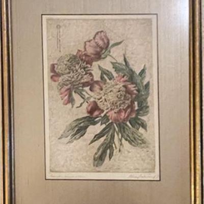 Lot 078.   
Water Color Peony Botanical Signed