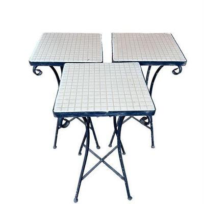 Lot 700-386  
Wrought Iron Plant Stand with White Ceramic Tile Top, Set of Three