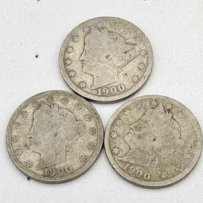 (3) Antique Liberty Head Nickels 1900
