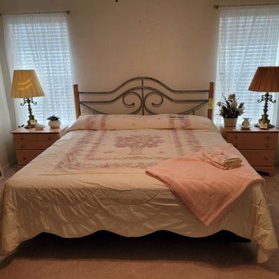 King Size Bed, King Size Denver Mattress, Side Tables