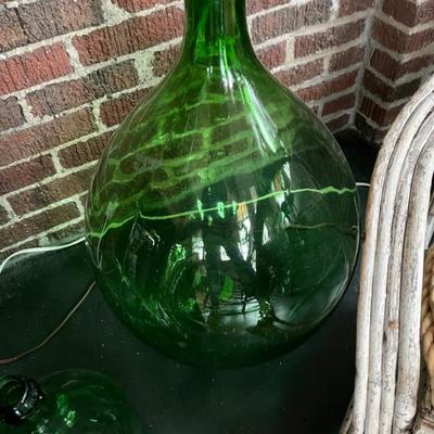 Vintage glass demijon bottles, several sizes