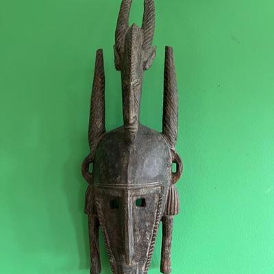 African Bambara antelope mask, African tribal mask art.