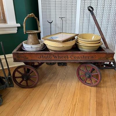 Antique wooden wagons with cast iron wheels, Auto Wheel Coasters and Cyclone