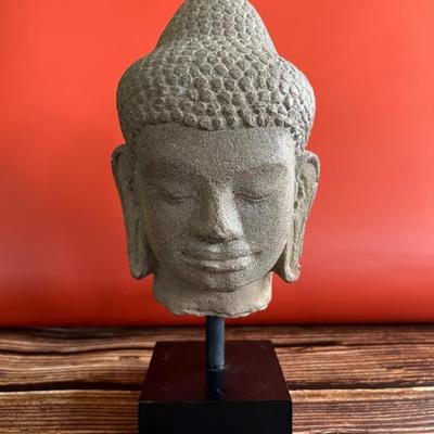 Head of Buddha, sandstone, 12th century, Khmer Cambodia