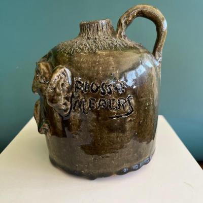 Grotesque face jug by Flossie Meaders, folk art, folk art pottery