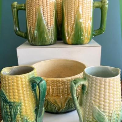 Antique Stanford corn cob dishes and serving pieces