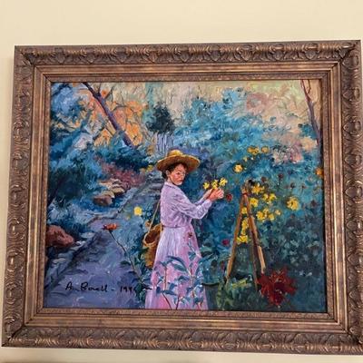 impressionist style garden landscape, signed A. Rowell, 1999