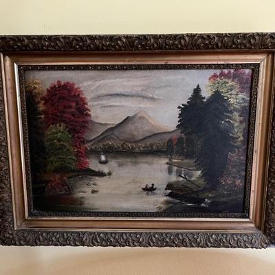 Late 19th, early 20th century landscape painting of upstate New York