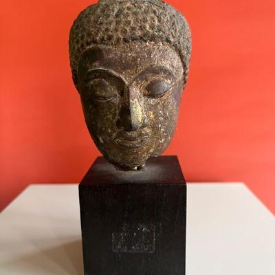 15th-16th century Khmer bronze head of Buddha
