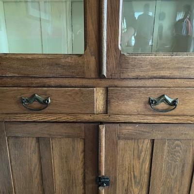 Late 19th century oak hutch, American, with original hardware, great size that will fit most places