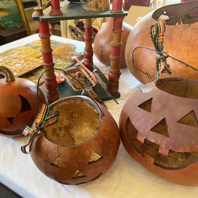 vintage jack o' lanterns made from gourds