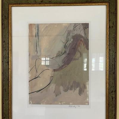 An abstract nude by Dina Podolsky, original painting, signed and dated â€™99