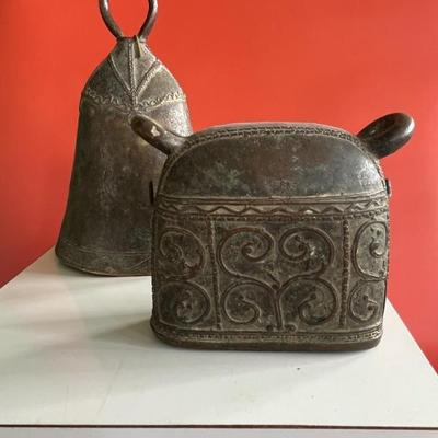 19th century bronze cow bells from Burma (Myanmar) and Tibet