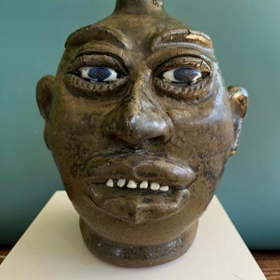 Grotesque face jug by Lanier Meaders, folk art, folk art pottery