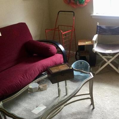 Bedroom, futon, glass topped table