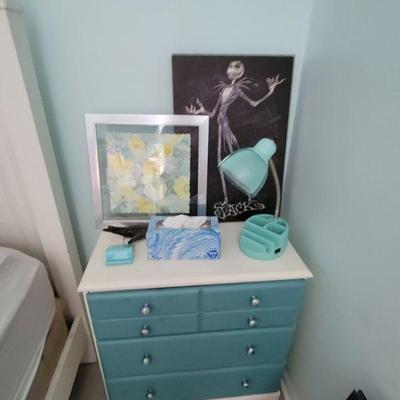 Blue and white nightstand 60.00