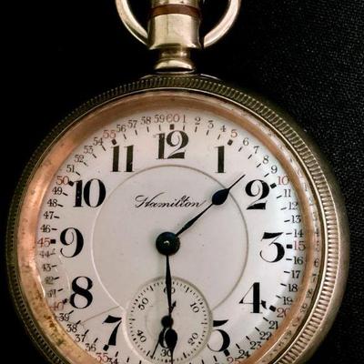 BIHY915 Circa 1911 Hamilton Ralroad Pocket Watch	Good working order, grade 940, 21 jewel, railroad classification - A, size 18s.
