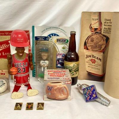 KIHE114 Man Cave Ball Beer & More	Eclectic assortment of items for collectors or the man cave.