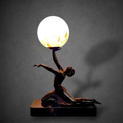 Incredible Art Deco Period Lamp with Original Czech Splatter Shade