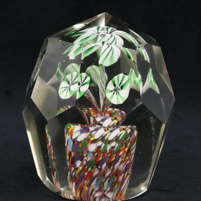 Bohemian Faceted Glass Paperweight