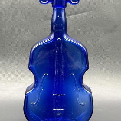 Vintage Cobalt Blue Glass Violin Bottle