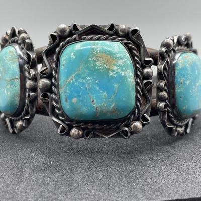 925 Silver w/ Turquoise Western Cuff Bracelet
