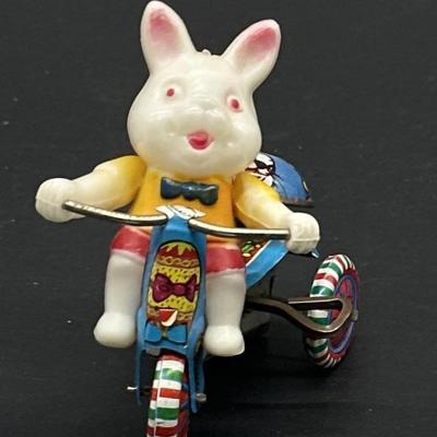 Litho Tin Toy- Rabbit on Bike, Wind up