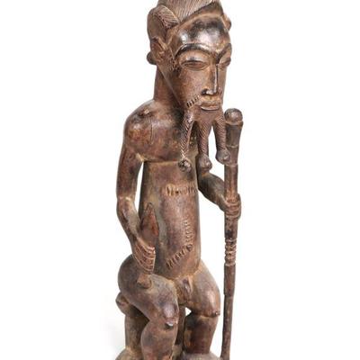 African Carved Seated Diviner Statue