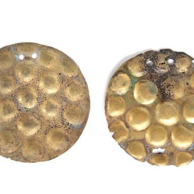Pre-Columbian Peruvian Embossed Gold Earrings