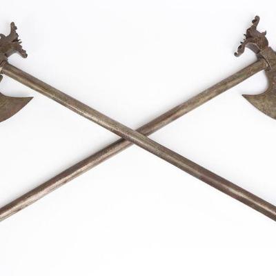 Fine Pair of Dual Indian Battle-Axe, 19th C.