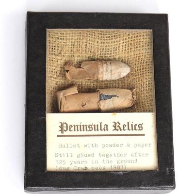 Old Peninsula Relics Bullet and Cartridge, Crab Neck 1987