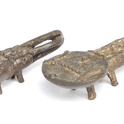 Two Partial Gilt African "Ofo" Ritual Gongs