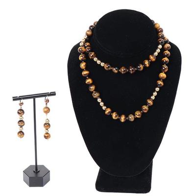 Gorgeous Tigers Eye Bead Necklace and Earring Set