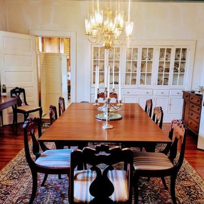 Dining table shown without banquet ends