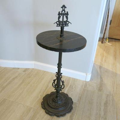 Cast Iron & Black Marble Side Table