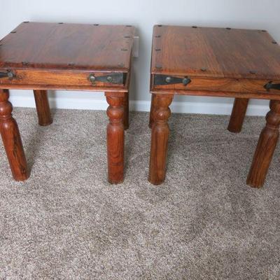 Wood Side Table Pair