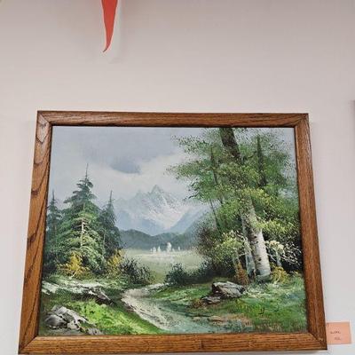 landscape oil on canvas signed Hunter