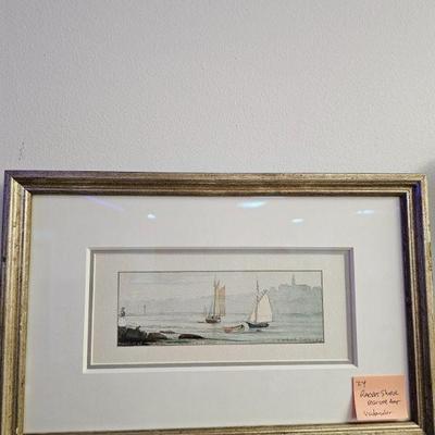 harbor scene watercolor Racket Shreve (1941-)