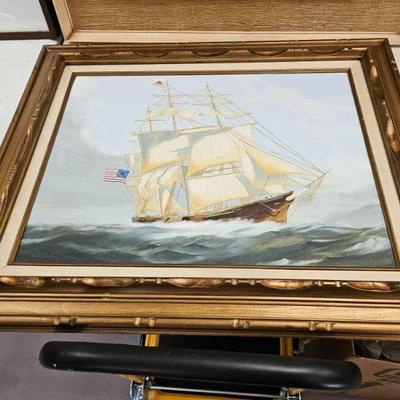 oil on canvas ship painting