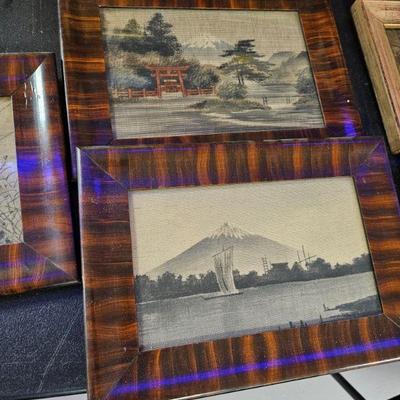 set of 3 framed panels Asian