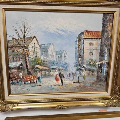 cityscape oil on canvas signed Irwin
